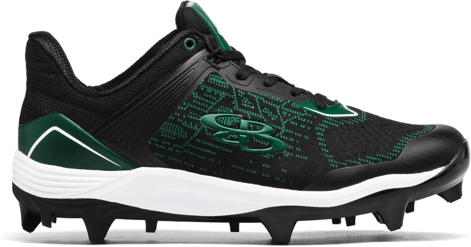 Мужские бутсы Boombah Viper Pureknit с литой подошвой - Status - Разные цвета - Разные размеры, черный/темно-зеленый — фото 2