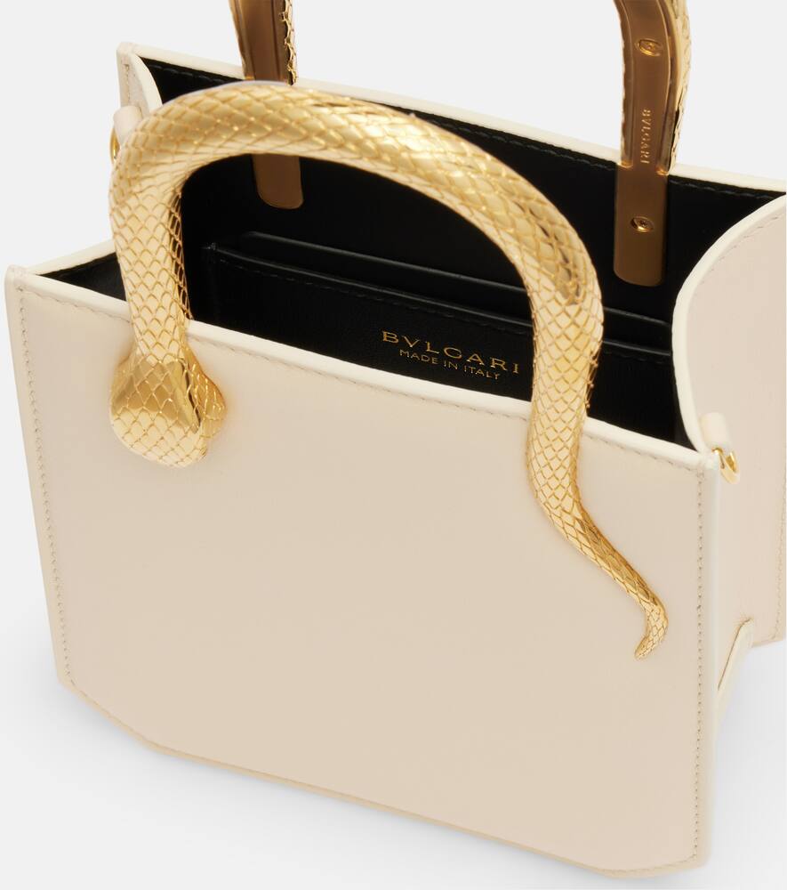 Сумка-шоппер Serpentine Small из кожи с декоративными элементами Bvlgari, Ivory Opal — фото 3