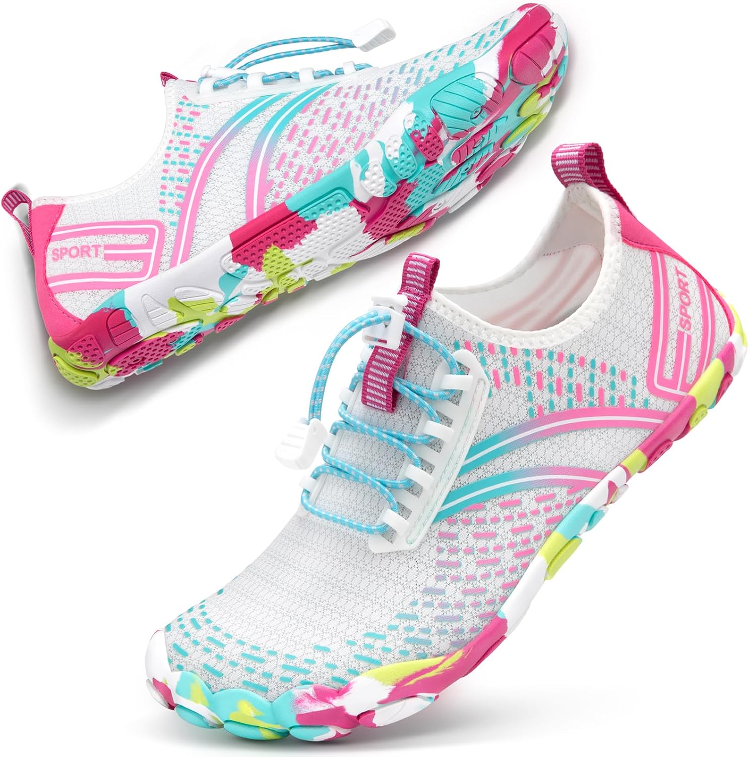 

Походные водные кроссовки для женщин и мужчин для пляжа и плавания ATHMILE, белый/розовый