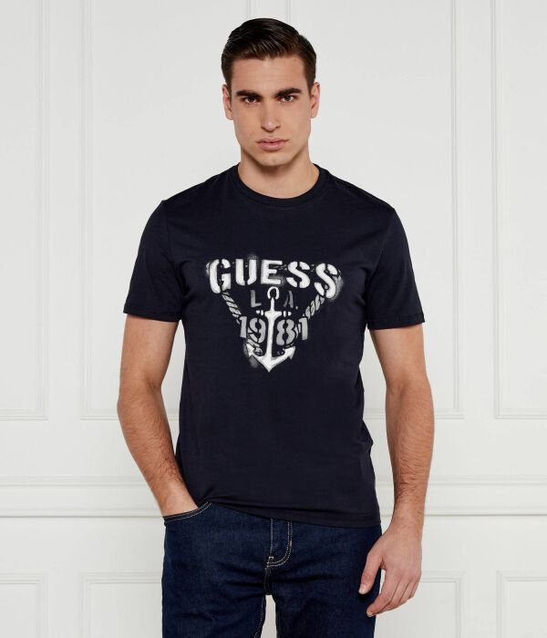 

Футболка мужская Guess Jeans из органического хлопка с принтом, синий