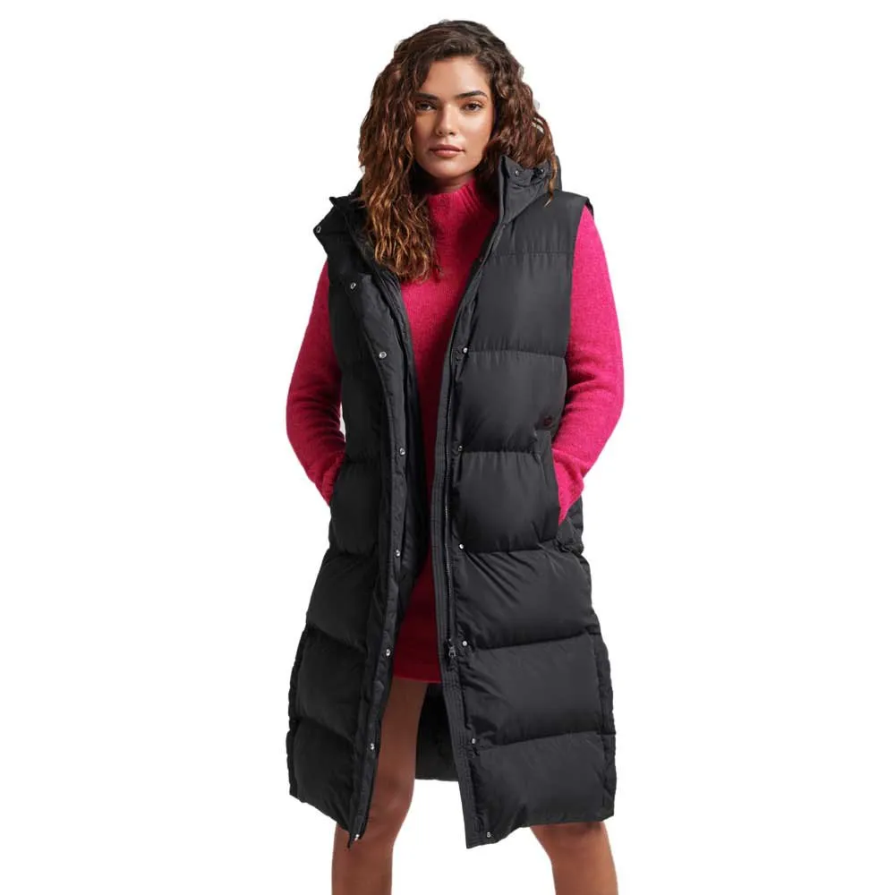 

Жилет Superdry Studios Longline Duvet Gilet, черный