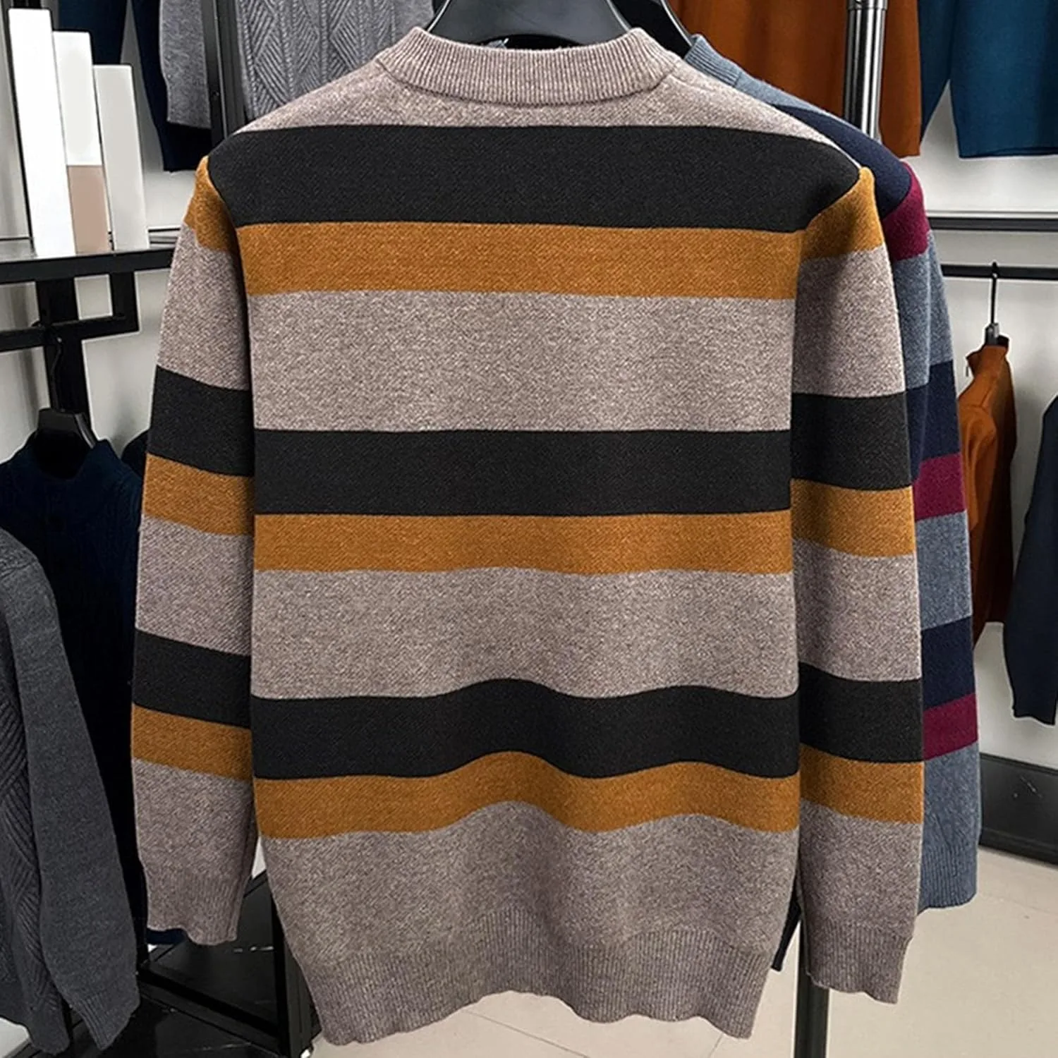 Мужской свитер Vintage Stripe с мягкой эластичной посадкой Slim Fit — фото 3