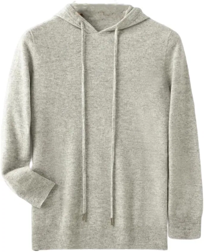 Свитер мужской с капюшоном, однотонный, Generic, Light Gray9
