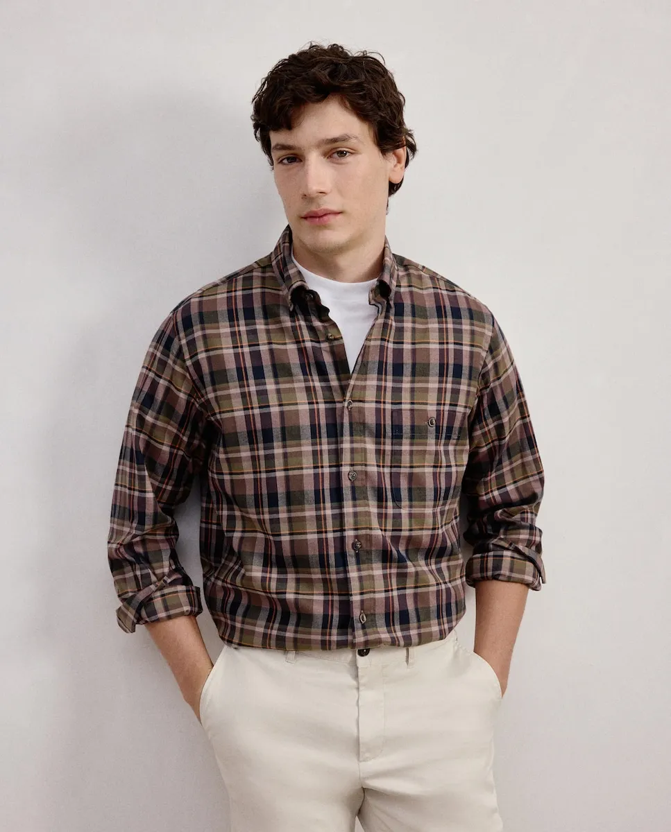 

Рубашка с длинным рукавом из ткани виллела в клетку, классический узор Dustin, зеленый