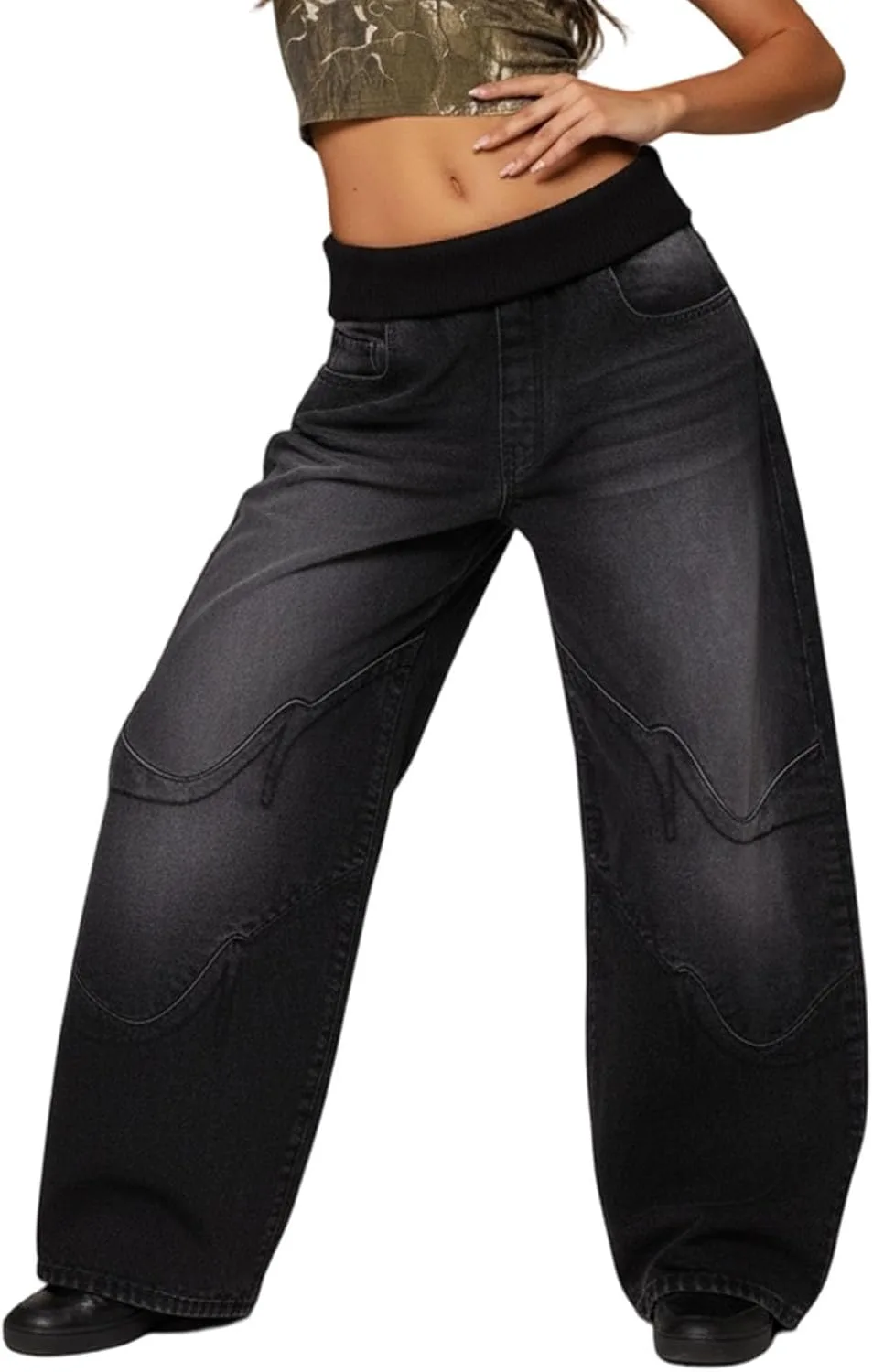 

Женские джинсы-бойфренды с низкой посадкой и широкими штанинами