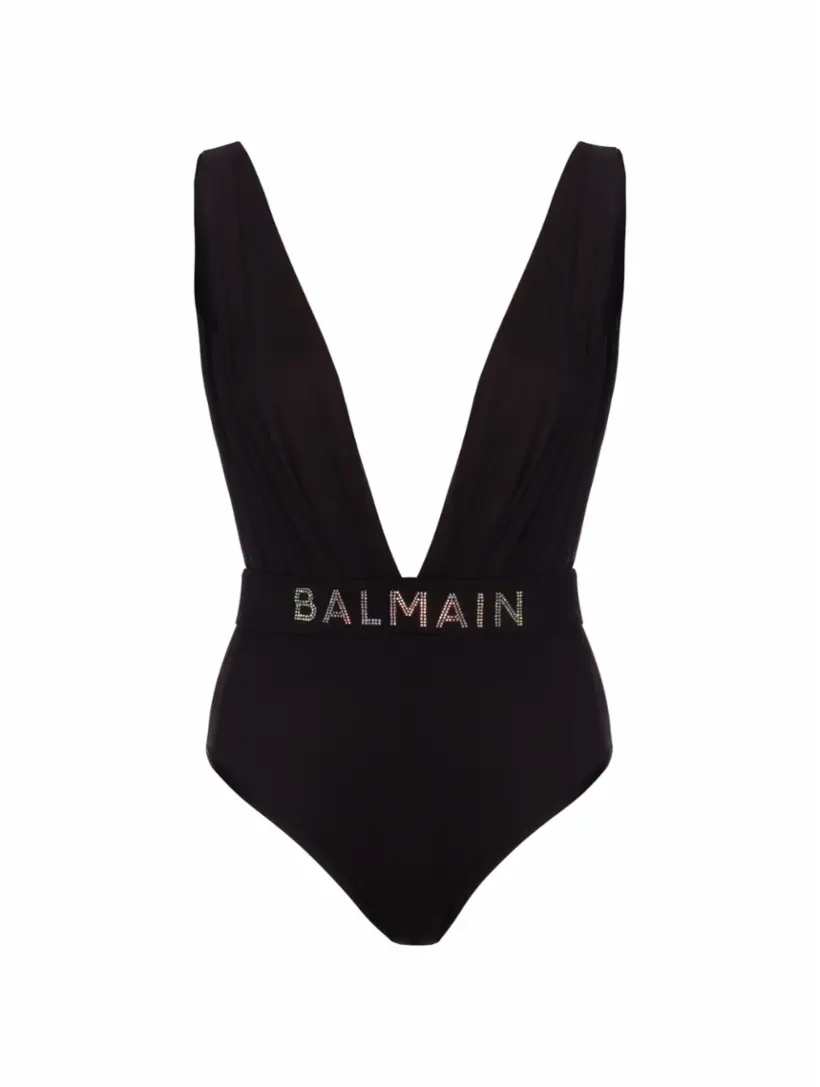 

Драпированный слитный купальник Balmain, черный