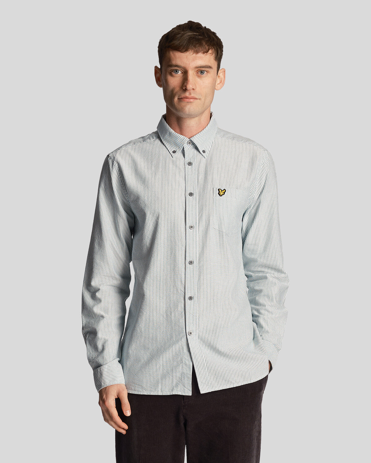 

Оксфордская рубашка в полоску зеленогобелого цвета Lyle & Scott, зеленый