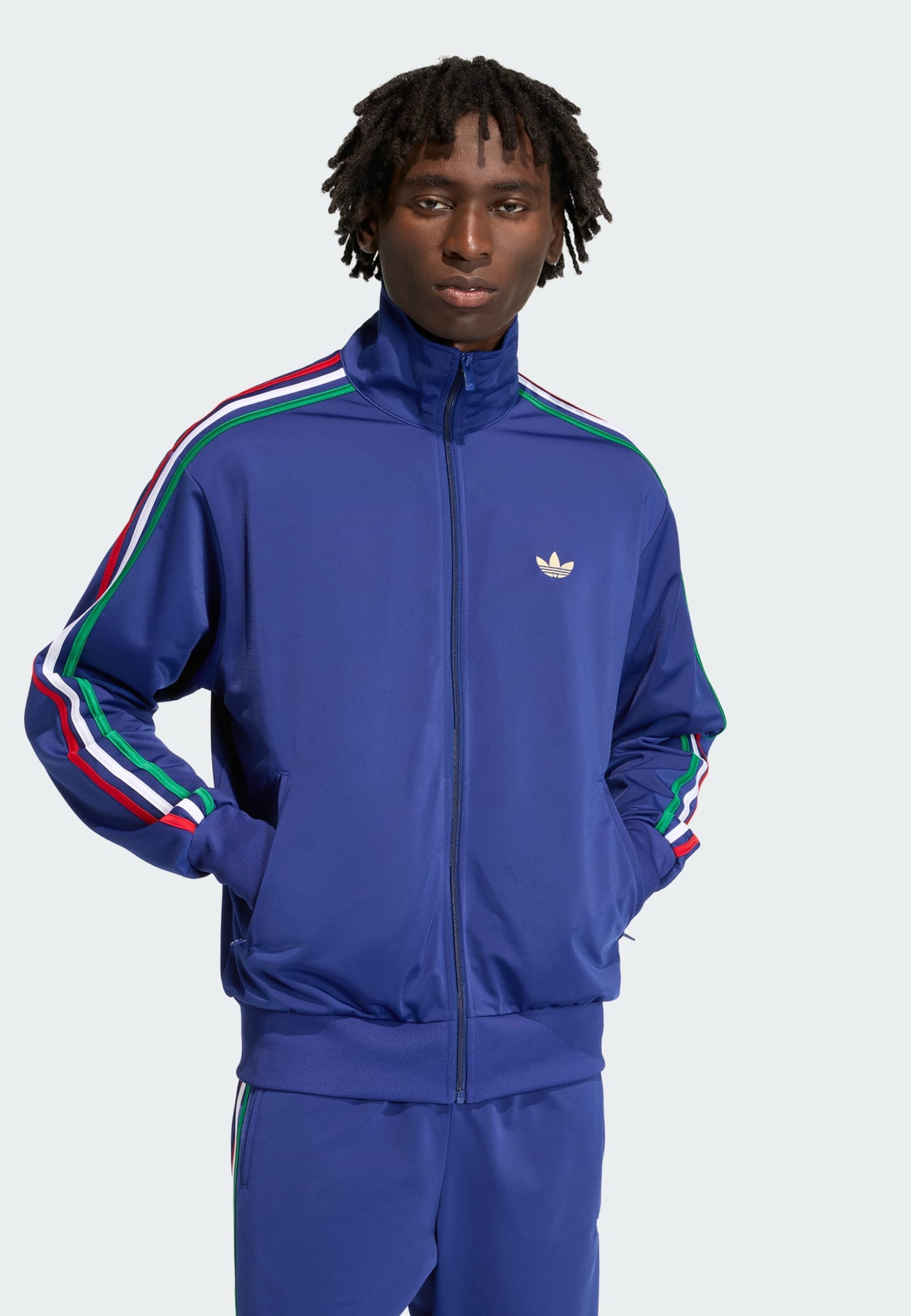 Adidas Originals Толстовка с молнией 'Firebird' в синем цвете — фото 2