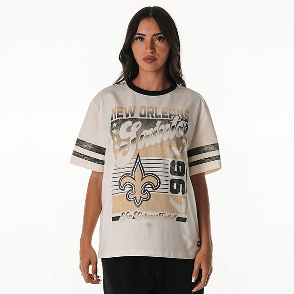 

Женская футболка New Orleans Saints оверсайз кремового цвета The Wild Collective