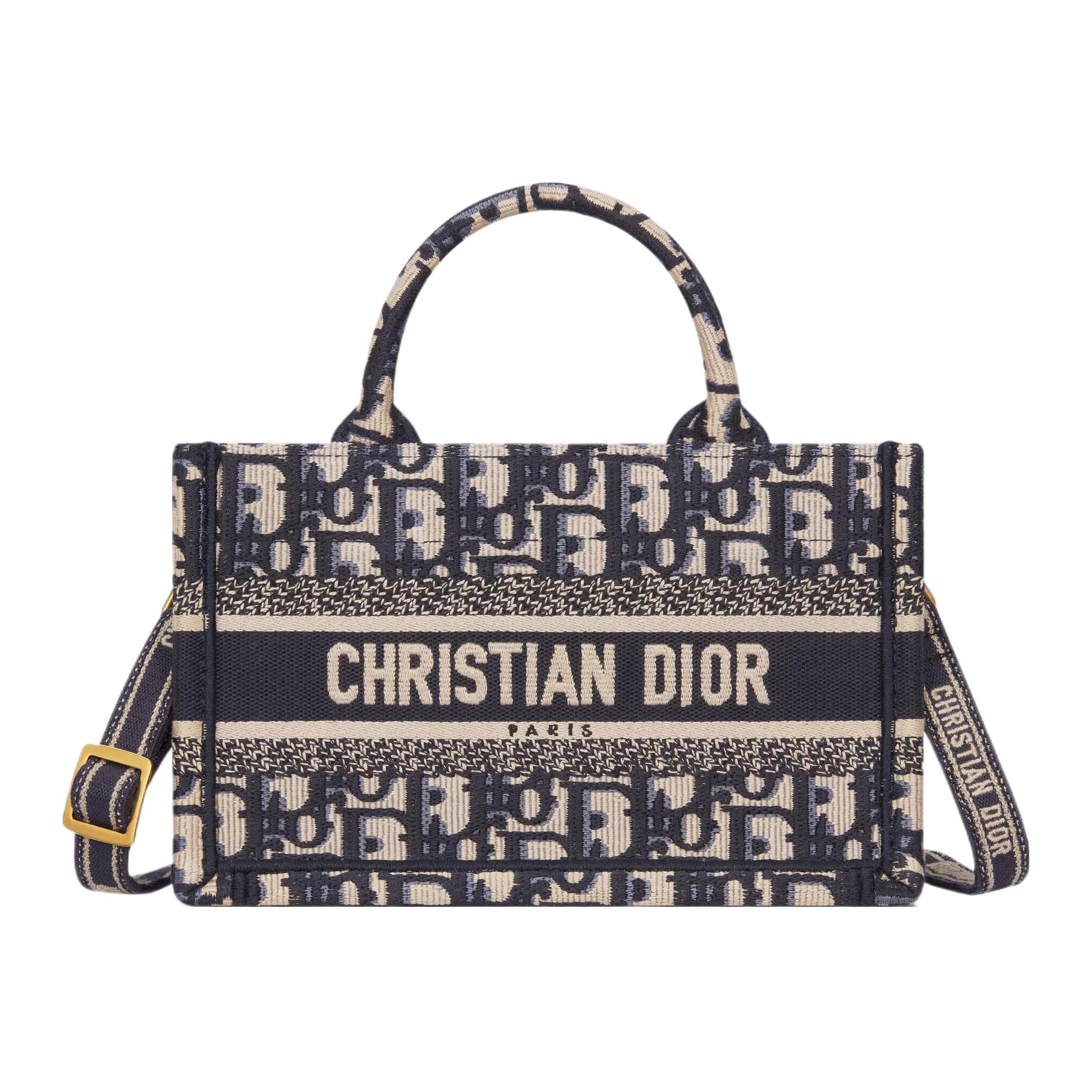 

Сумка-шоппер BookTote с вышивкой мини женская синяя и бежевая DIOR