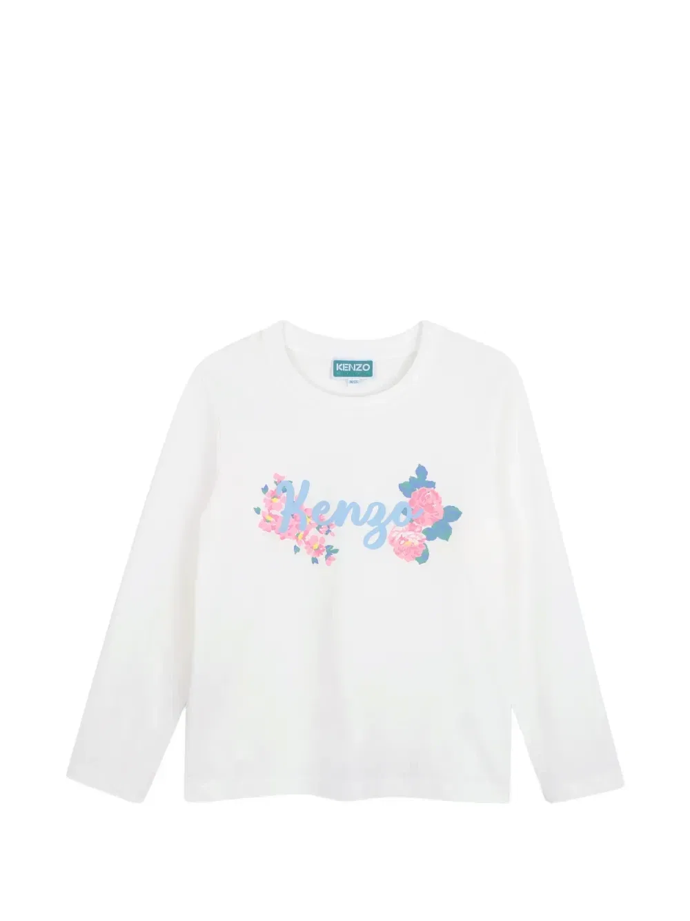 Футболка с цветочным принтом и логотипом Kenzo Kids, белый