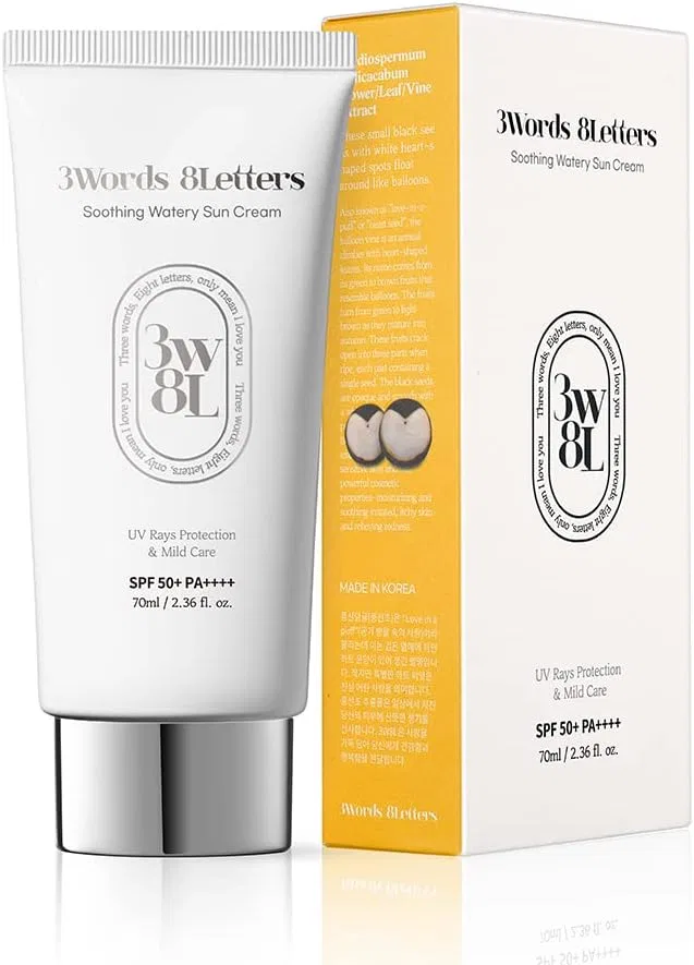 Солнцезащитный крем для лица 3words 8letters Sueding Water Sunscreen SPF 50+ PA+++ 70 мл