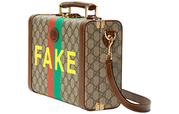 Сумка fake not series alphabet stripe printing logo leather logo canvas handbag / brown Gucci, коричневый — фото 2