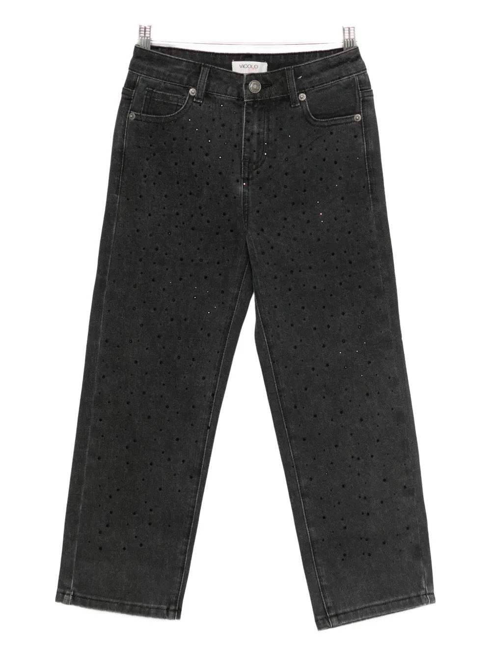 

Джинсы из хлопка, украшенные стразами Vicolo, черный