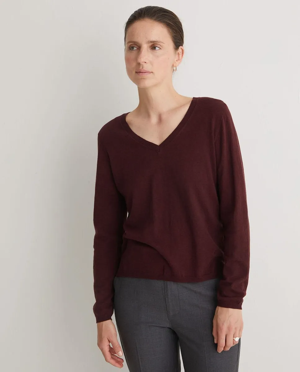 

Женский джемпер с V-образным вырезом и эластичными манжетами Yerse, гранатовый