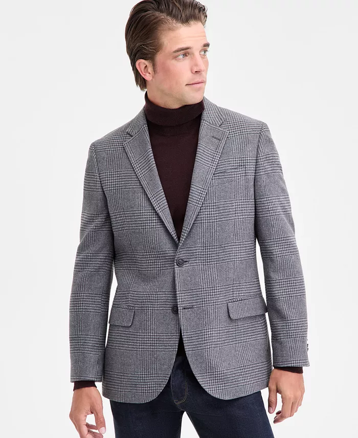 

Мужской спортивный пиджак Modern-Fit Wine Window Tweed Nautica, серый