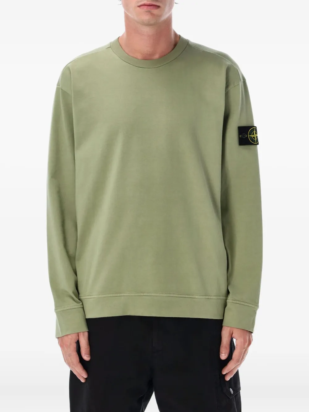 

Хлопковый свитшот с круглым вырезом Stone Island, зеленый