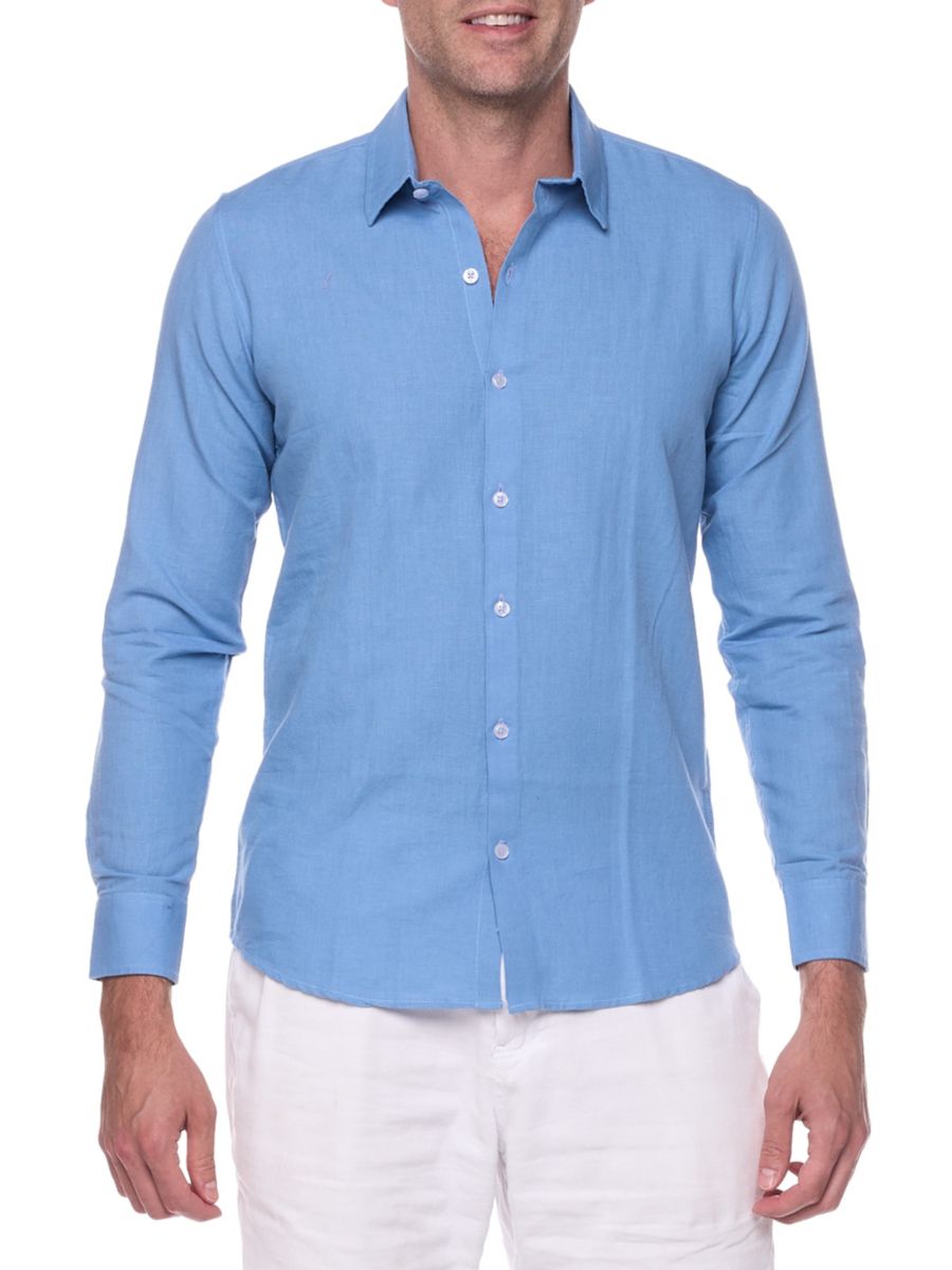 

Рубашка Slim Fit из льняной смеси Ranee's, цвет Oxford Blue