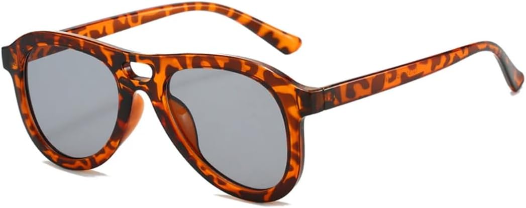 

Винтажные мужские солнцезащитные очки с двойной перемычкой, модные солнцезащитные очки UV400 для женщин, оливково-зеленые солнцезащитные очки UUPTTPL, Leopard Light Gray