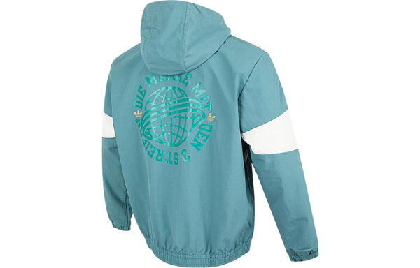 Куртка Men's adidas originals Colorblock Logo Athleisure Casual Sports Hooded Jacket Autumn Green, зеленый — фото 2