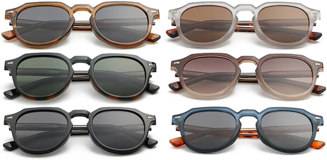 

Круглые солнцезащитные очки для женщин и мужчин, модные солнцезащитные очки с оправой из ацетата и дужками, защита от ультрафиолета UV400 LIGOES, Blue Leopard Gray