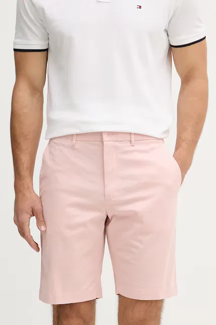 Шорты из хлопка с эластаном slim fit Tommy Hilfiger, розовый