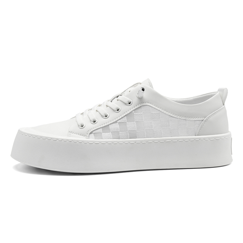 

SEPTWOLVES Мужские белые лоу-топ скейтборд кроссовки, цвет White (Standard Leather Shoe Size)