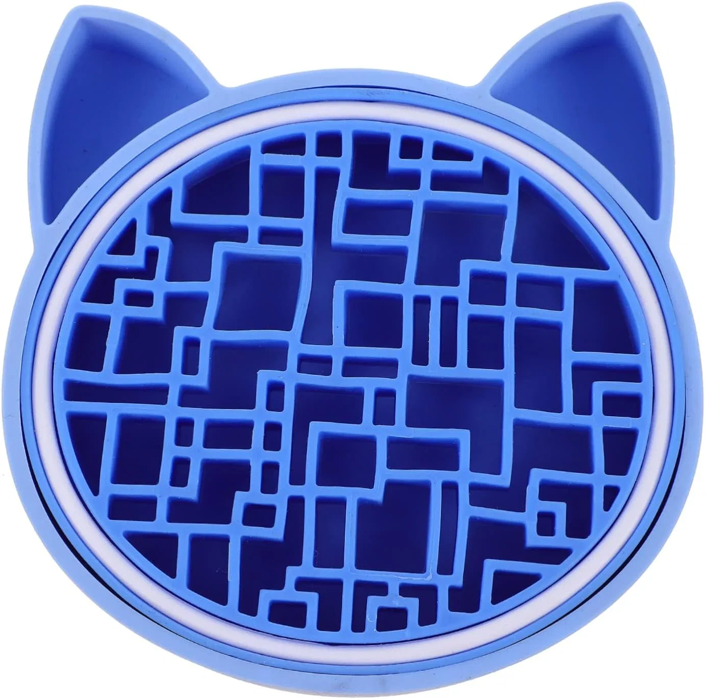 Коврик для чистки кистей FOMIYES 2 в 1 силиконовый, форма кошки, 11x2.5 см, синий