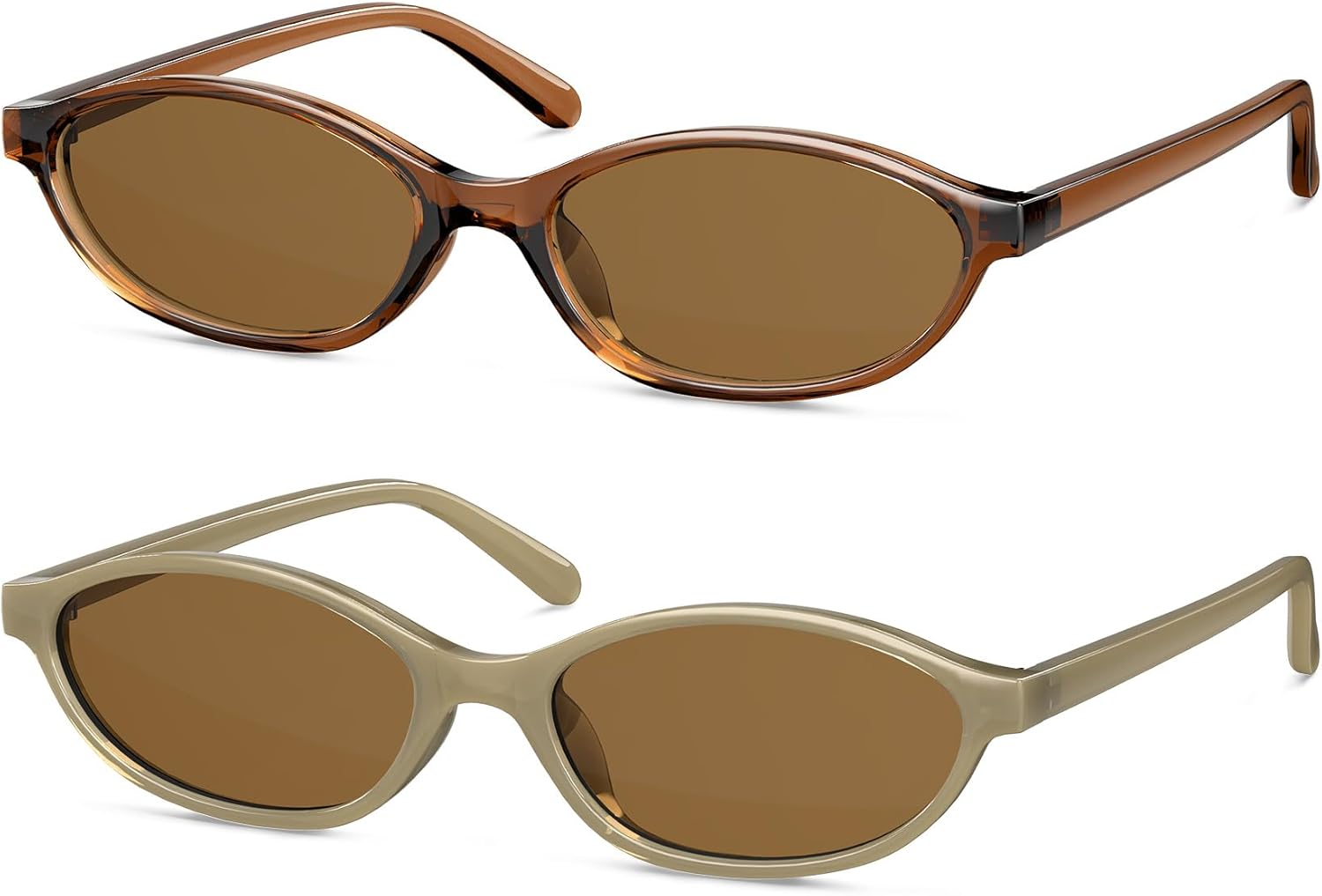 

Ретро-солнцезащитные очки овальной формы для женщин, очки «кошачий глаз»: стильные солнцезащитные очки в стиле 90-х, легкие и модные QALLY, (2 Pack)brown/Brown+olive/Brown