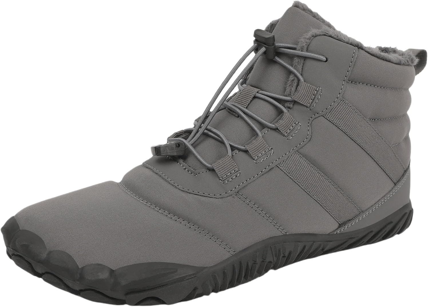 

Сапоги для женщин и мужчин с зимним мехом, минималистичные кроссовки с нулевым падением подошвы, обувь для ходьбы, слипоны, нескользящие, мягкие и удобные, водонепроницаемые, для бега по тропам Kubbon, серый