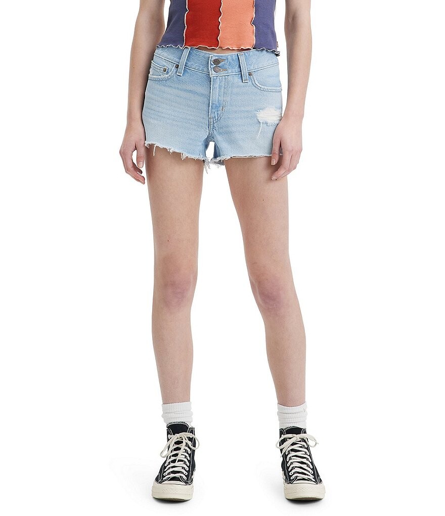 

Шорты Levi's Super-Low с низкой посадкой и потертым краем, синий