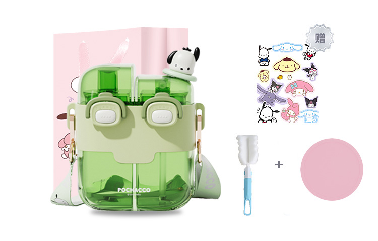 

Стильная унисекс кружка для студентов, летняя новинка, пластик, 780 мл Sanrio, Pacha Dog + Sticker, Cup Brush, Tote Bag, Coaster