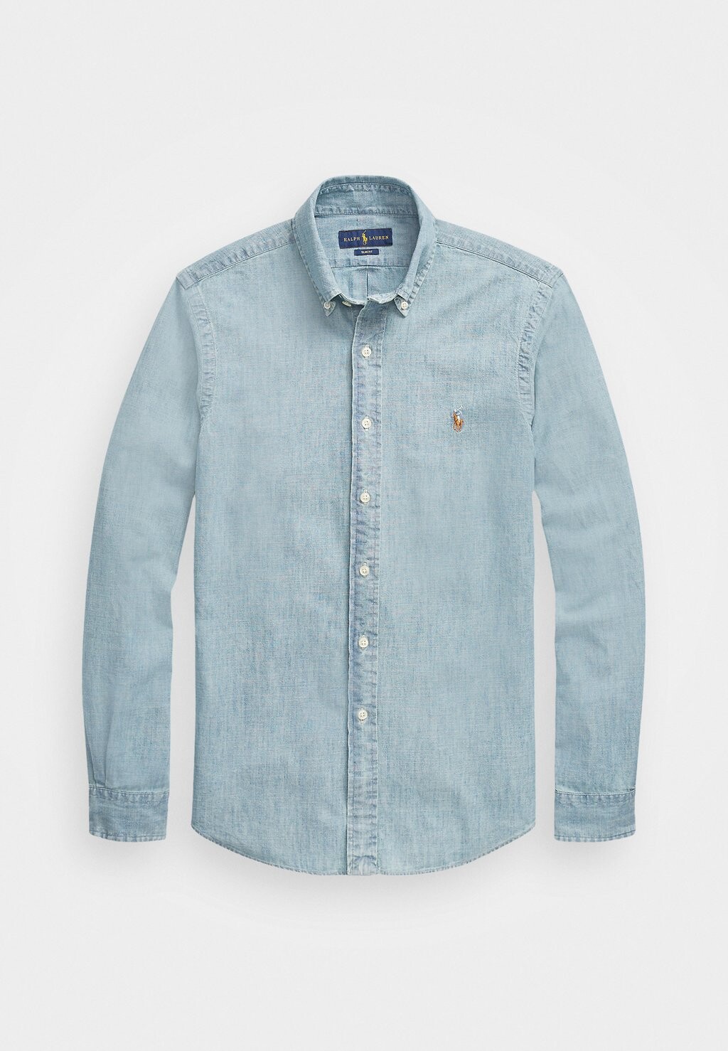 Рубашка SLIM FIT CHAMBRAY SHIRT Polo Ralph Lauren, средняя стирка — фото 4