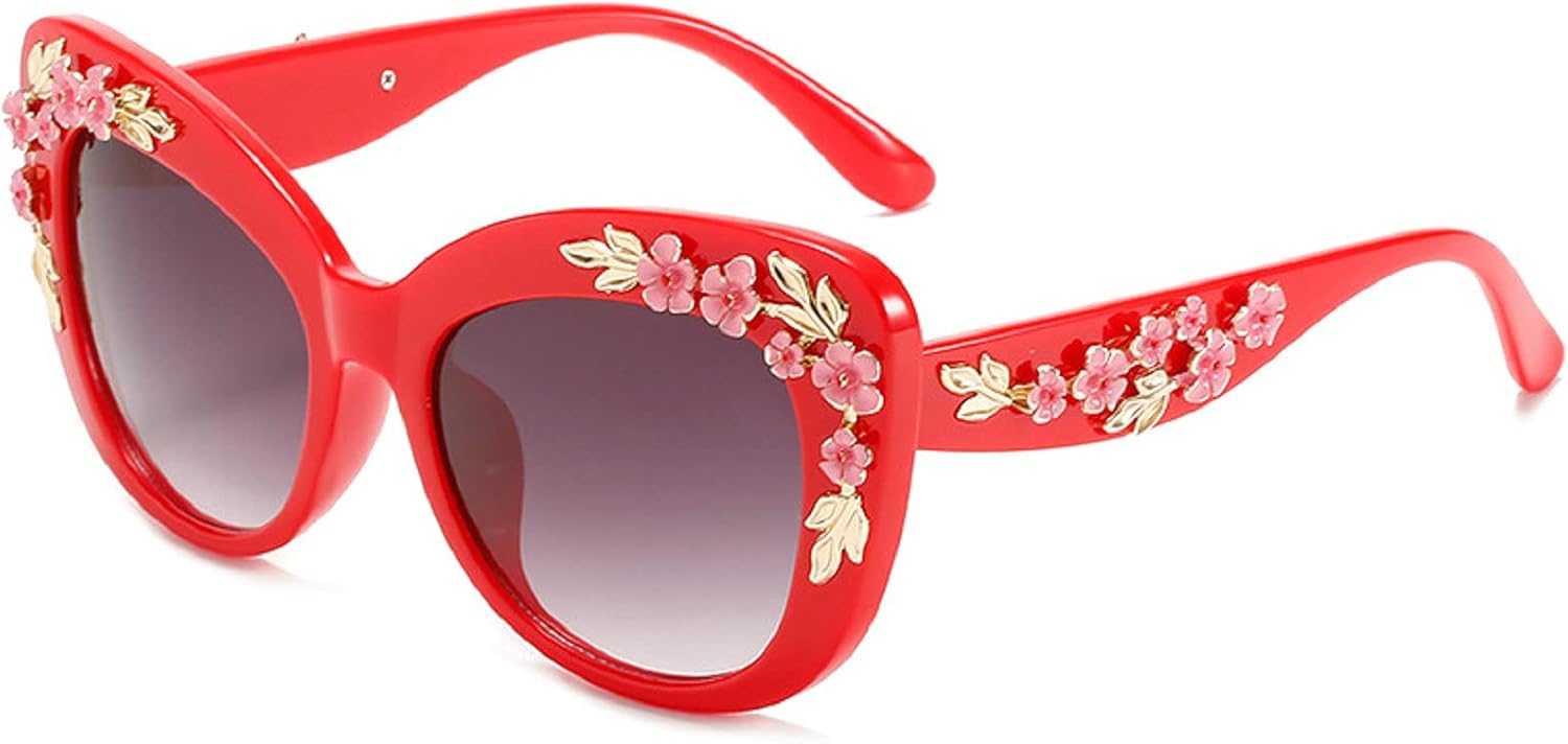 

Большие солнцезащитные очки «кошачий глаз» для женщин, роскошные летние очки с цветочным рисунком, большие градиентные солнцезащитные очки для женщин, элегантные солнцезащитные очки mincl, Red