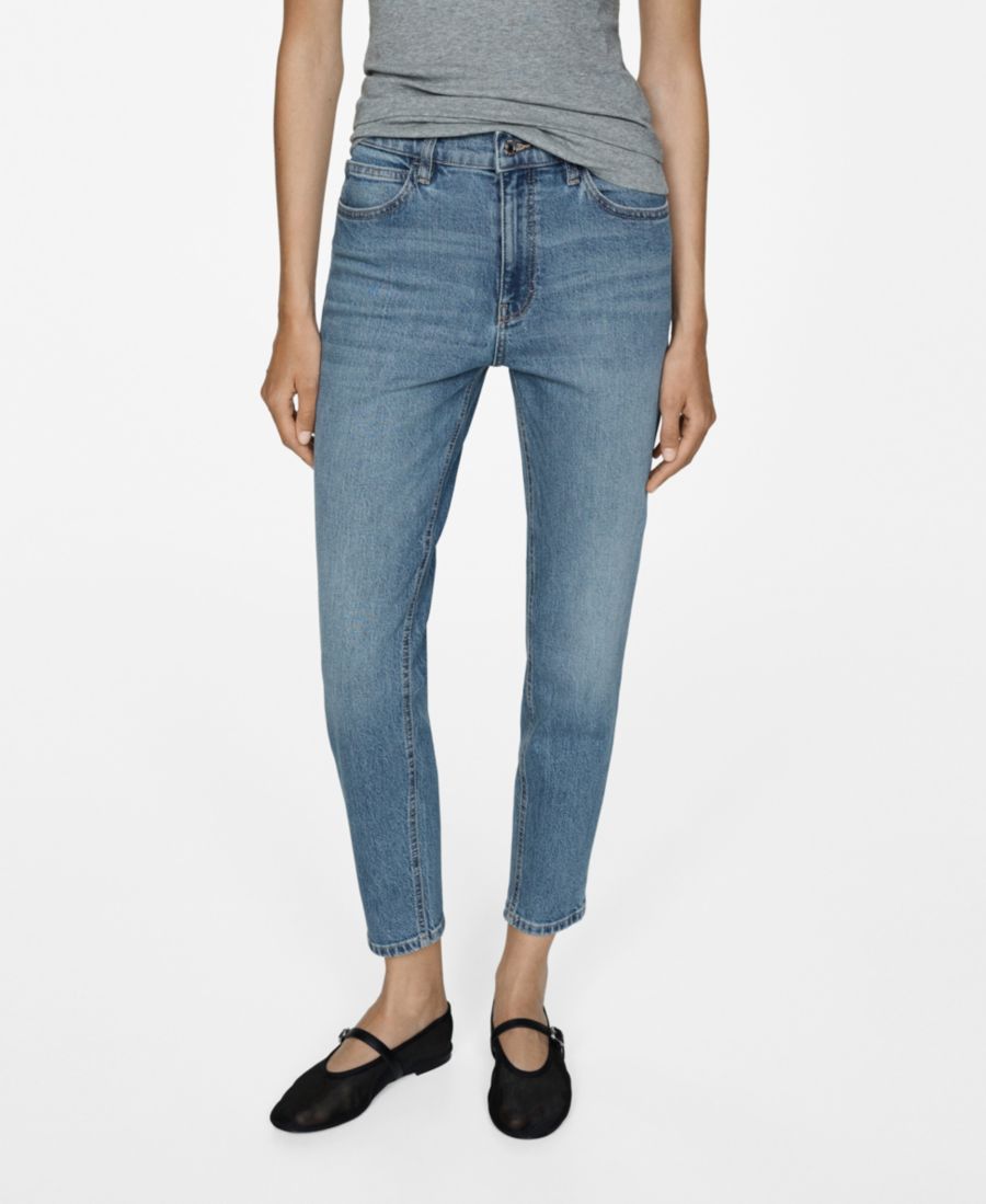 

Женские удобные джинсы с высокой посадкой для мам MANGO, Medium Blue