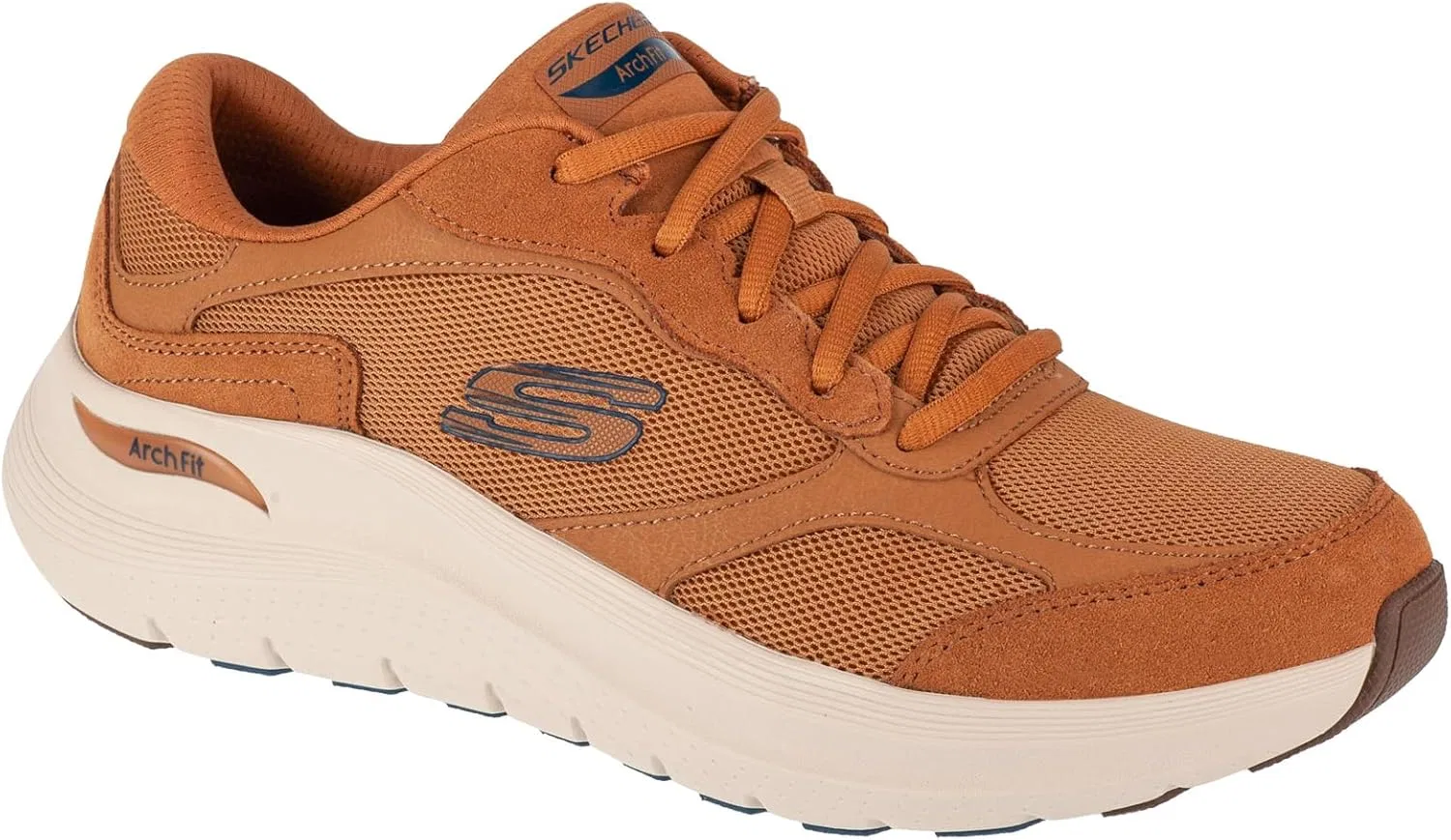 Мужские кроссовки Skechers Arch Fit 2.0 The Keep, Whiskey Suede Mesh Duraleather Trim — фото 3