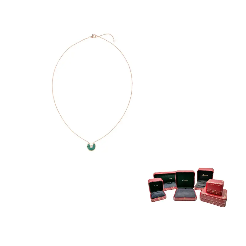 

Cartier 18K розовое золото ожерелье Amulette De Malachite с бриллиантами