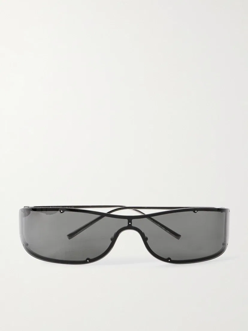 Солнцезащитные очки в D-образной оправе серебристого цвета Saint Laurent Eyewear, серебряный