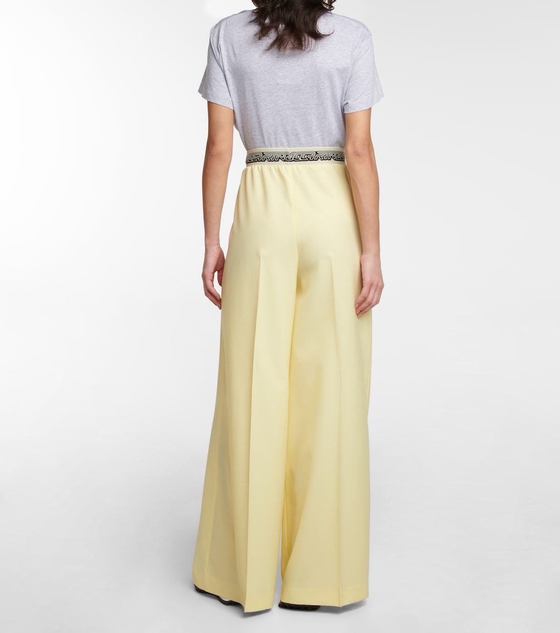 Шерстяные брюки-палаццо с высокой талией Stella McCartney, Sherbet Yellow — фото 3