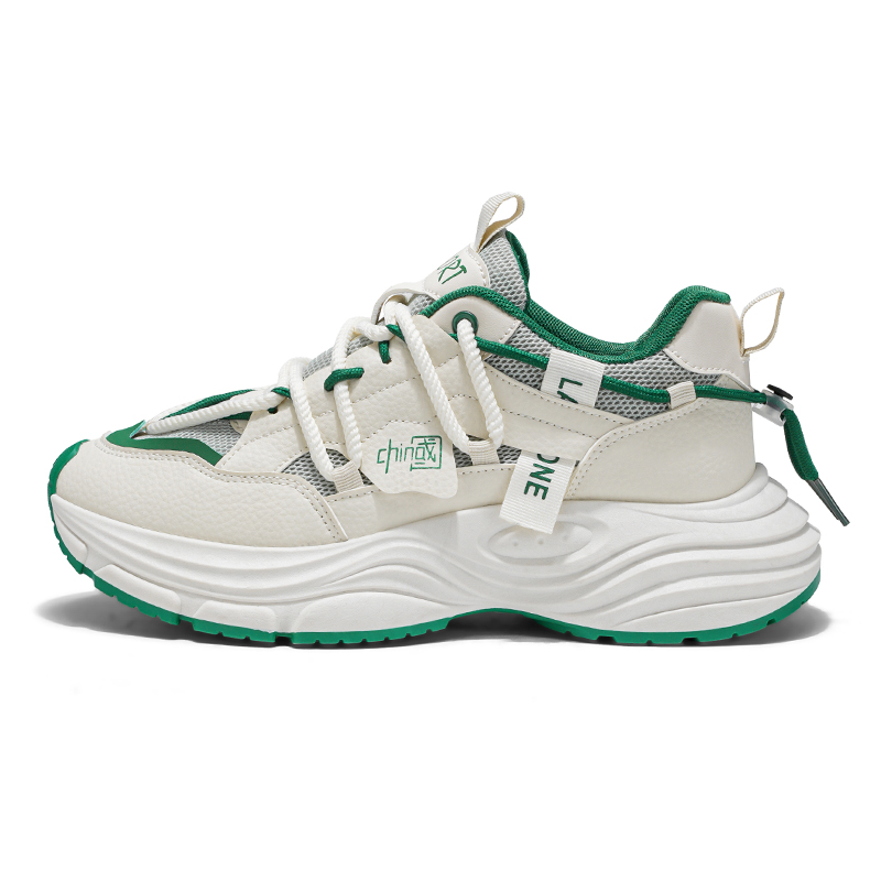 

Boogie Bear Амортизирующие противоскользящие дышащие низкие массивные кроссовки мужские бежево-зеленые, цвет Beige Green