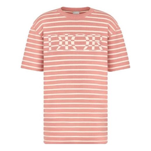 

Футболка ss21 stripe letter pattern round collar male pink Dior, розовый
