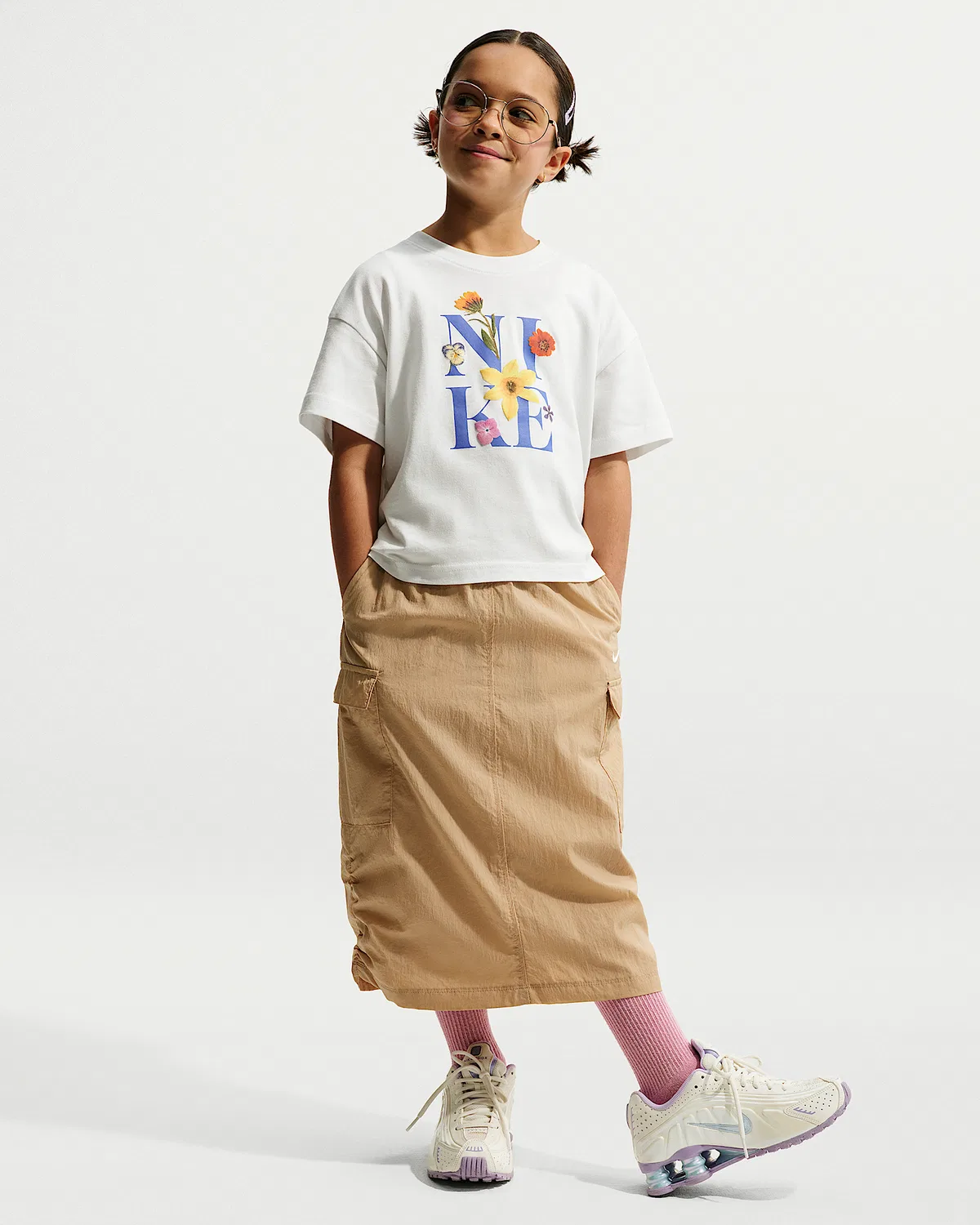 Детская футболка Nike Sportswear Boxy, Summit White/Sapphire — фото 4