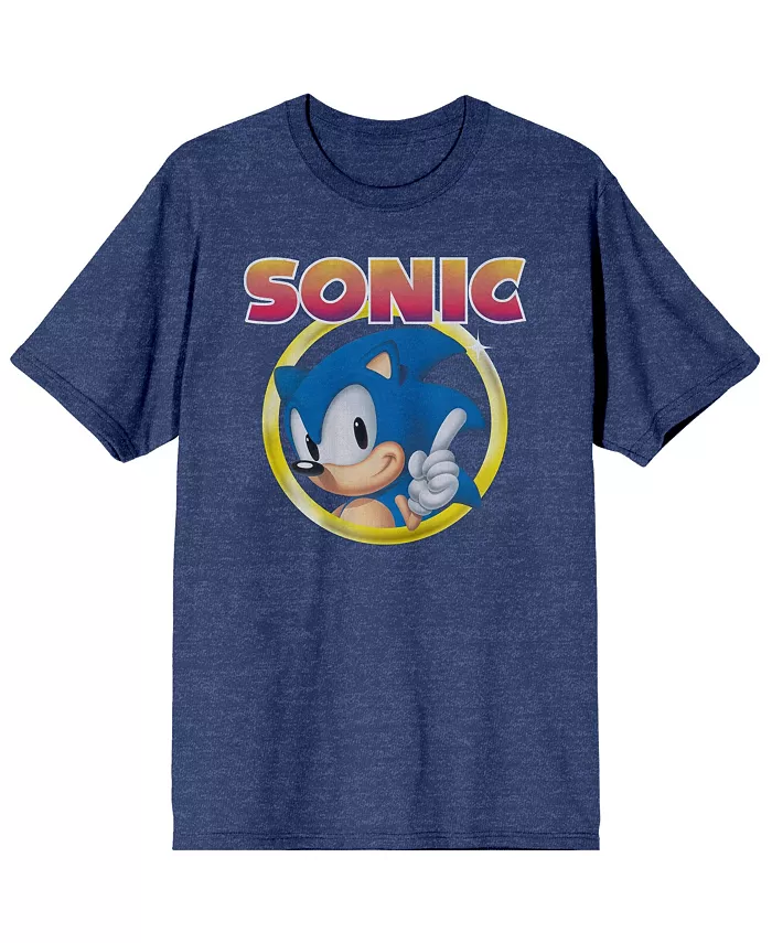 

Мужская классическая футболка с принтом "Character and Title" в темно-синем цвете Sonic The Hedgehog, синий