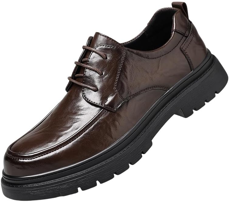 

Мужские повседневные кожаные туфли - с шнуровкой - подходят для комфортной ходьбы на улице - для поездок на работу - для бизнеса Fusecottc, коричневый