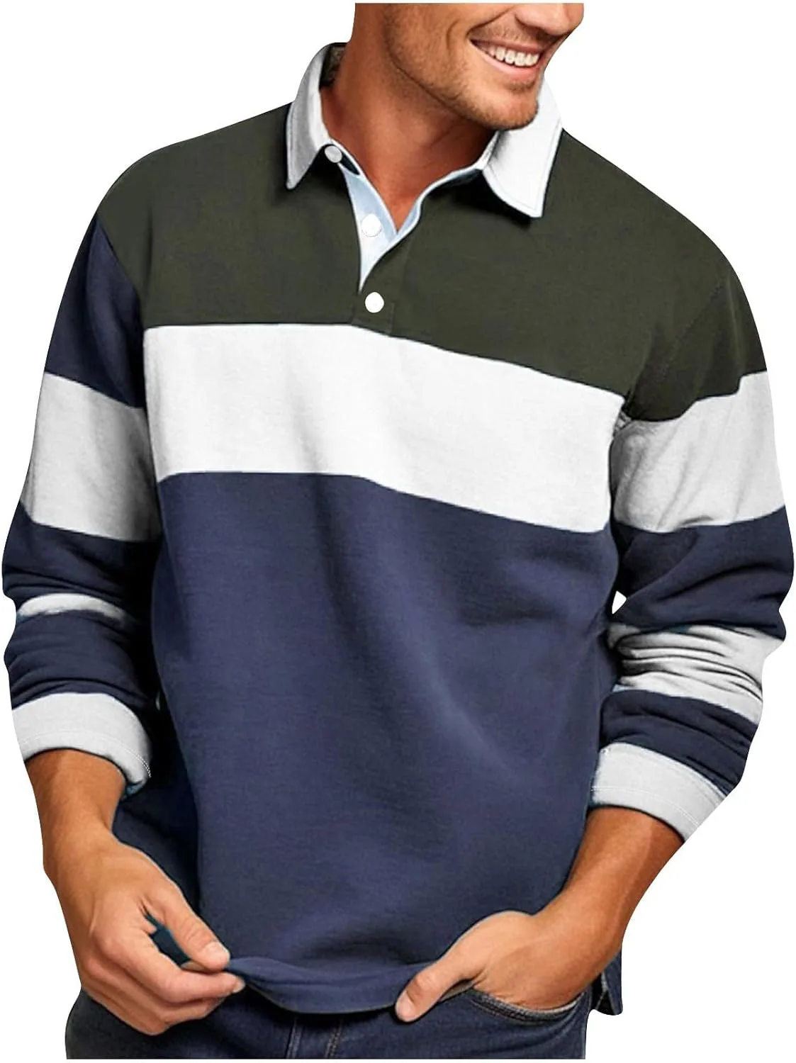 

Мужская рубашка с длинным рукавом Henley, поло, цветной блок, Slim Fit hlysgo