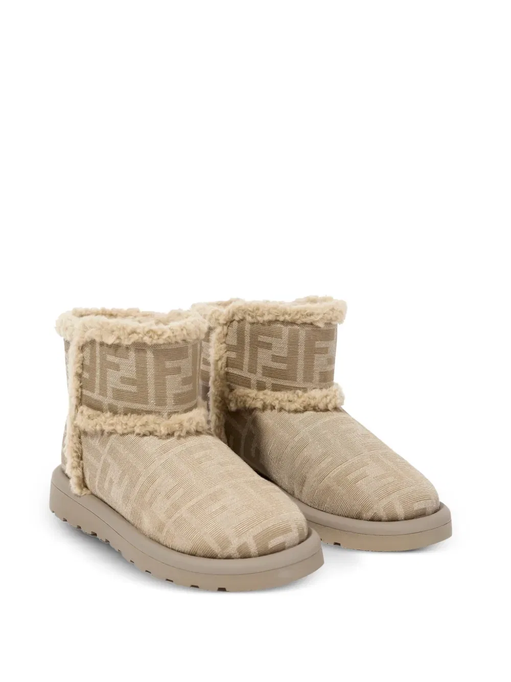 Сапоги с логотипом FF, отделанные овчиной Fendi Kids, нейтральный