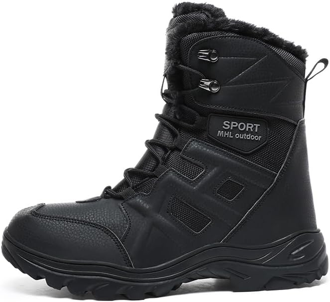 

Мужские зимние снежные ботинки Hhhchpm, Водонепроницаемые утепленные ботинки с мехом, противоскользящие, теплые, утепленные хлопковые ботинки до щиколотки для военной подготовки и зимних прогулок, черный