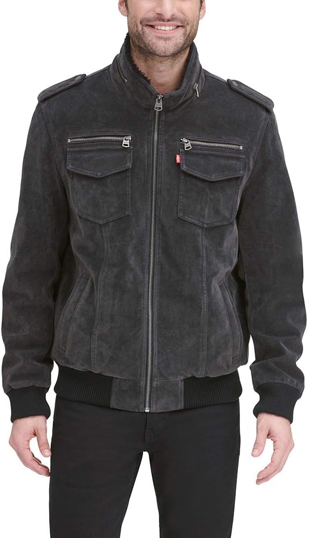 Мужская винтажная куртка-бомбер Levi's из искусственной кожи с оленем (стандартная и для больших и высоких), Charcoal — фото 4