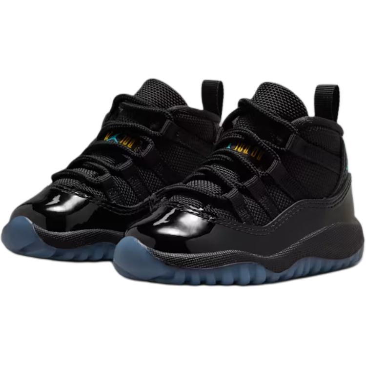Jordan Air 11 Slip Resistant Abrasion Resistant High top Toddler Shoes Black/Gamma Blue Infant And Toddler — фото 4