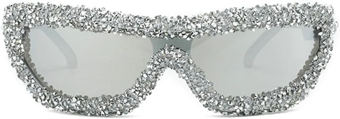 

Willochra — большие солнцезащитные очки с крупными стразами для женщин, цельные, в стиле Y2K, спортивные солнцезащитные очки для женщин в стиле панк, Silver